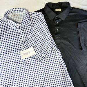 Lot of 2 Collars & Co Firm Dress Collar Polo Shirts Performance Men's Size XLT